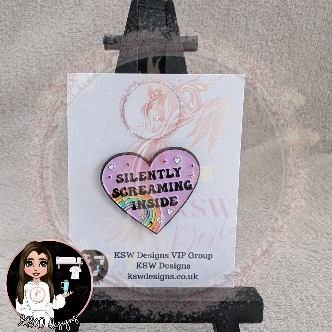 Silently Screaming Inside Enamel Pin Badge