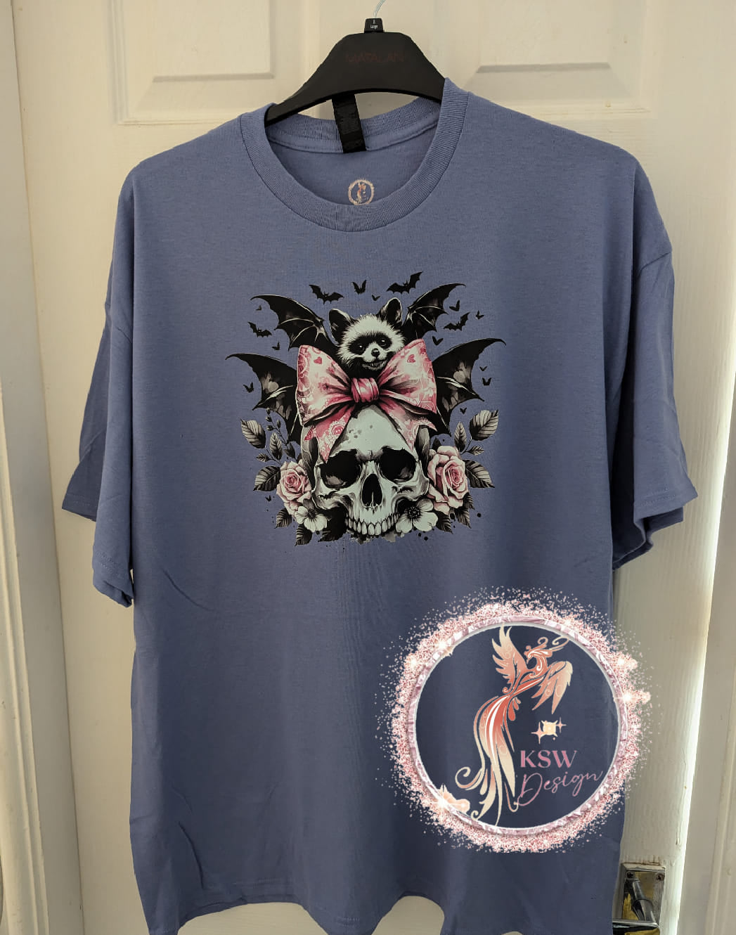 Coquette Bow Skull With Bat T-Shirt 4XL - 5XL