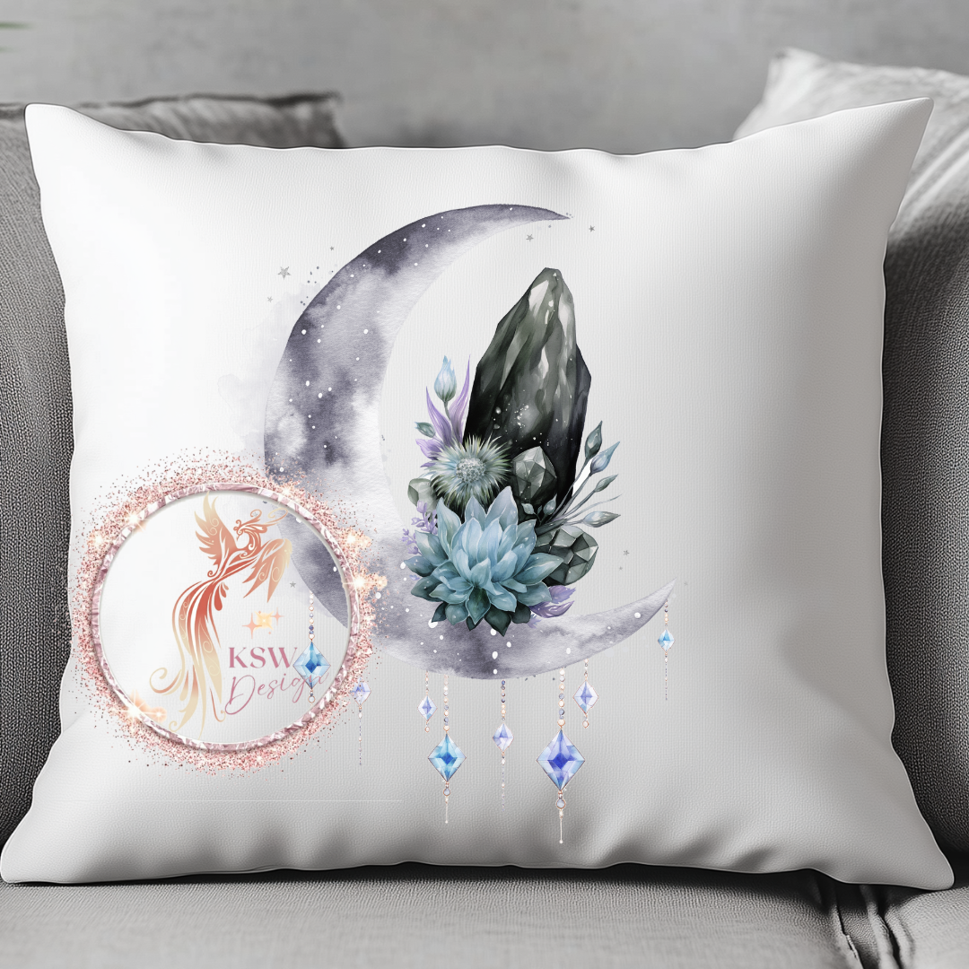 Crystal Black Obsidian Moon Cushion