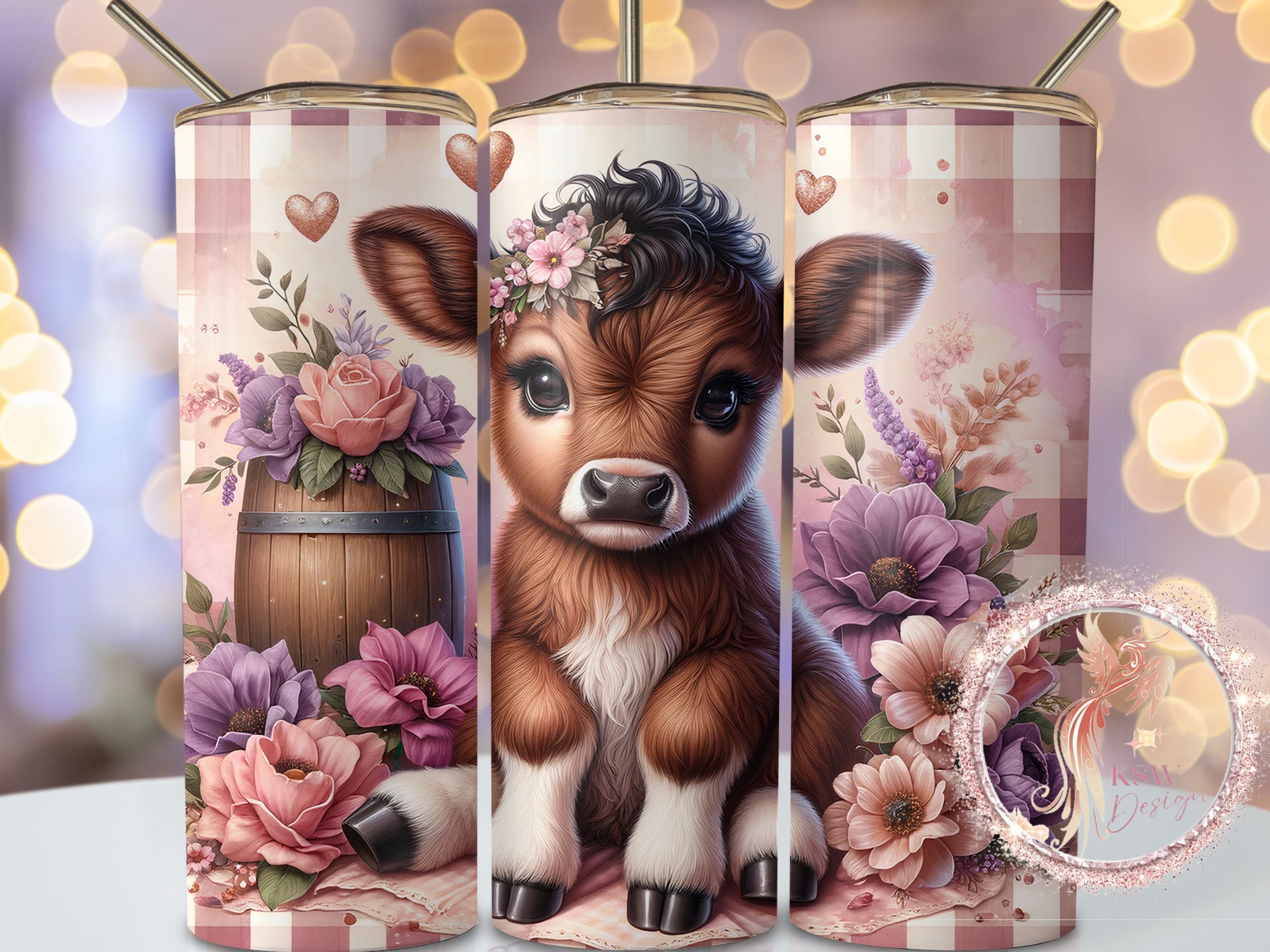Brown & White Baby Cow 20oz Tumbler
