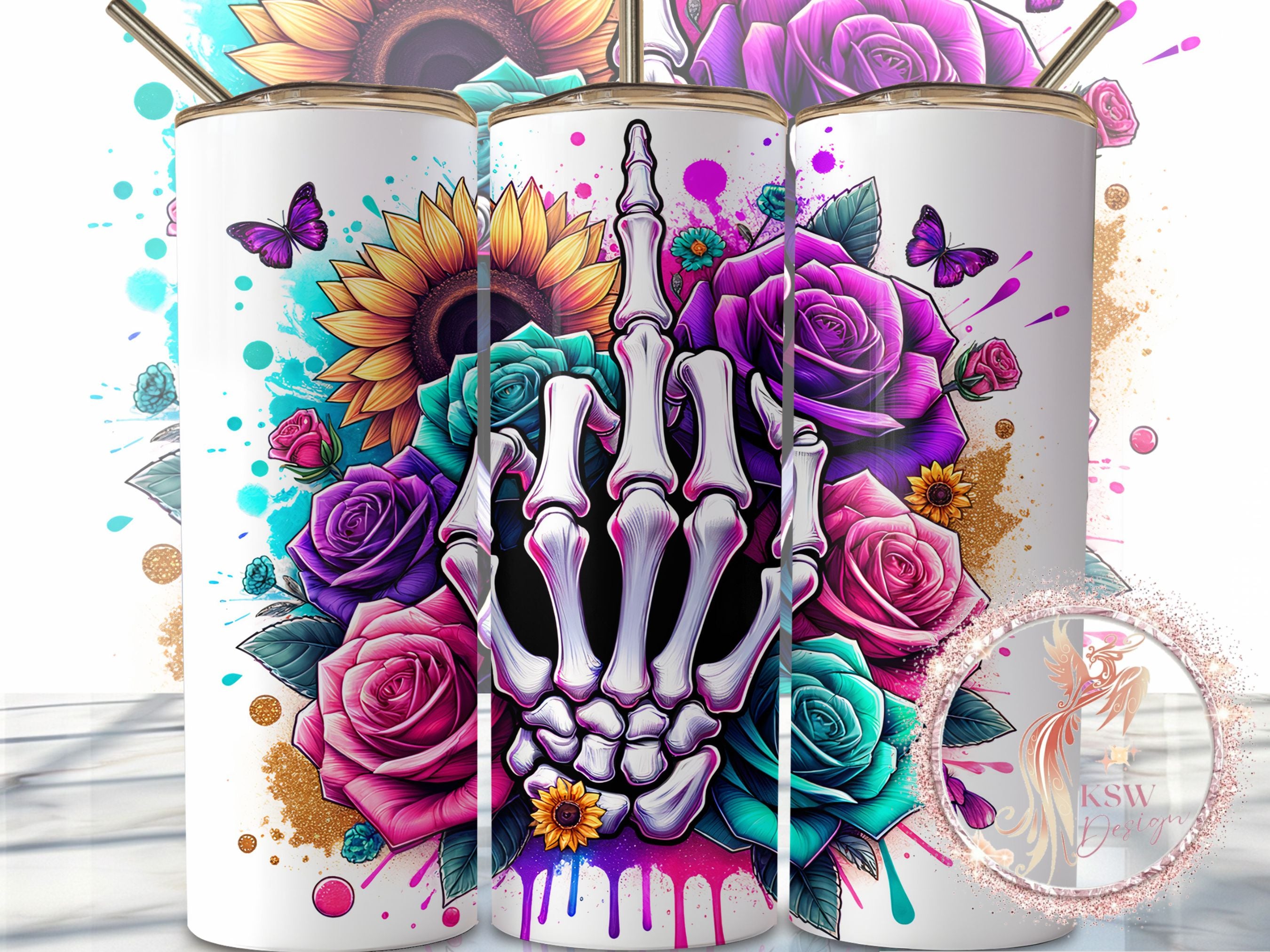 Skeleton Middle Finger 20oz Tumbler