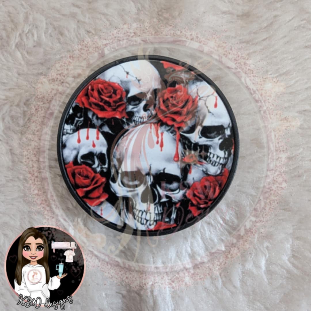 Gothic Skull and Roses Phone Grip