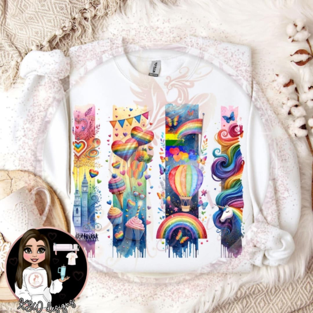 Rainbows Castle & Unicorn Brush Strokes T-Shirt S-2XL