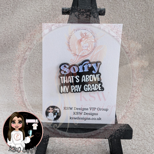 Sorry That's Above My Pay Grade Enamel Pin Badge