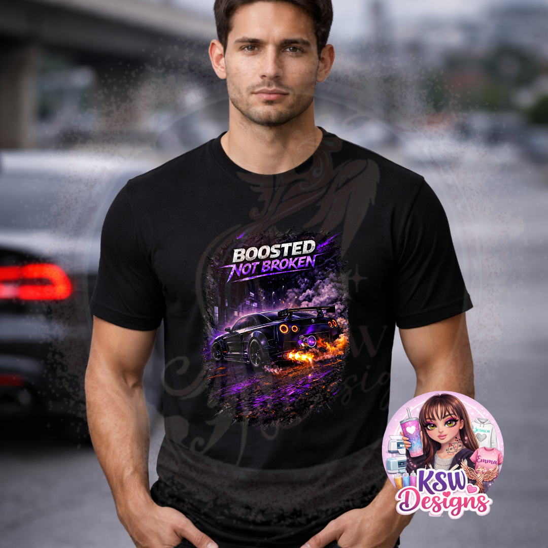 Boosted Not Broken Car T-Shirt | Neon Street Racing Tee
