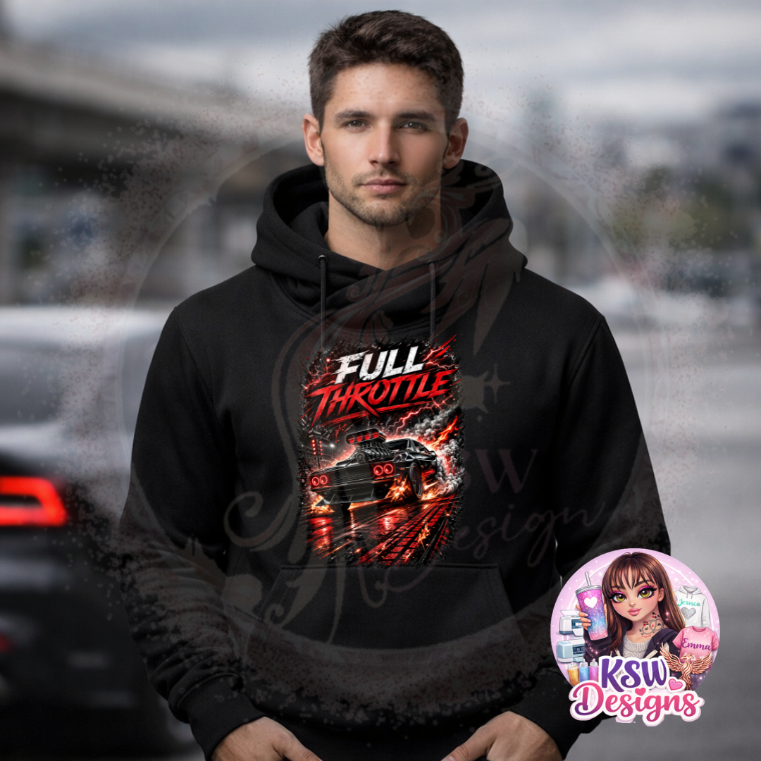 Full Throttle Cross Neck Hoodie | Street Racing Car Hoodie