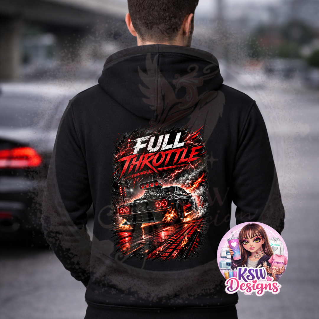 Full Throttle Zip-Up Hoodie | Street Racing Car Hoodie