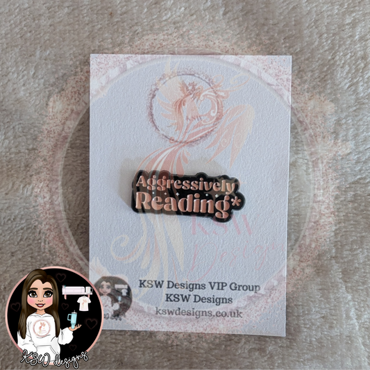 Aggressively Reading Enamel Pin Badge