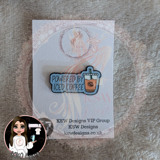 Powered By Iced Coffee Enamel Pin Badge