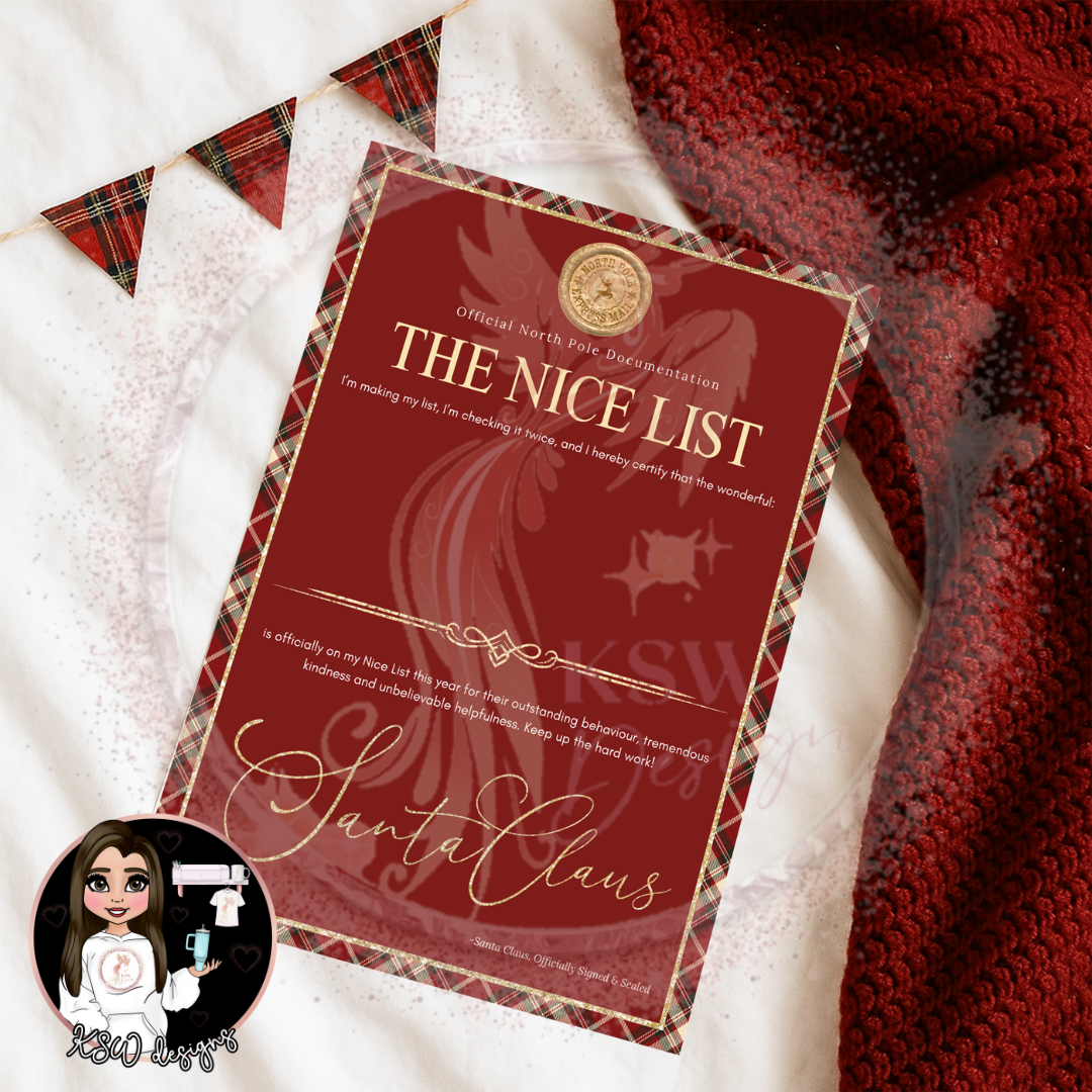 Tartan Trim - Nice List Certificate
