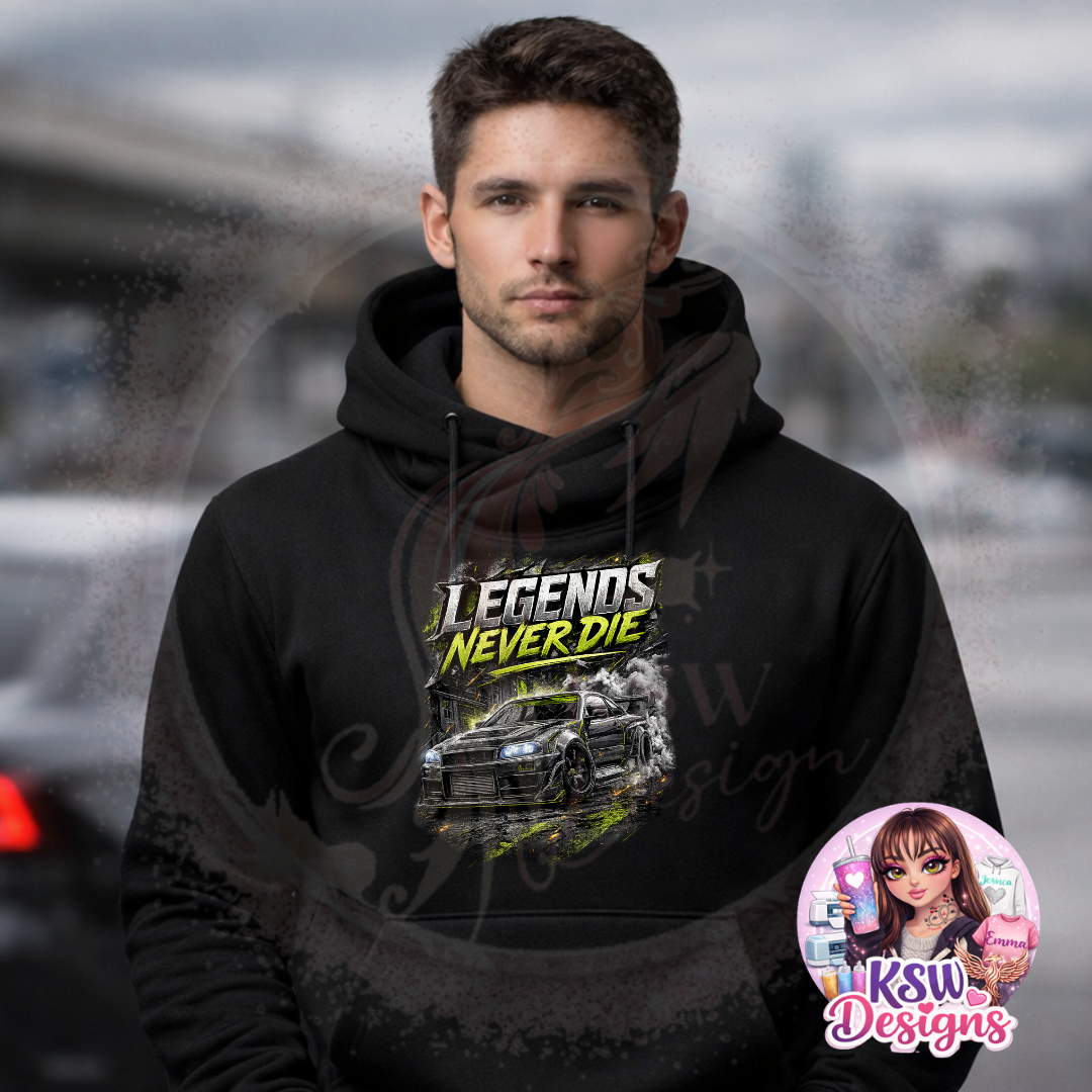 Legends Never Die Street Racing Cross Neck Hoodie | Drift Car Hoodie