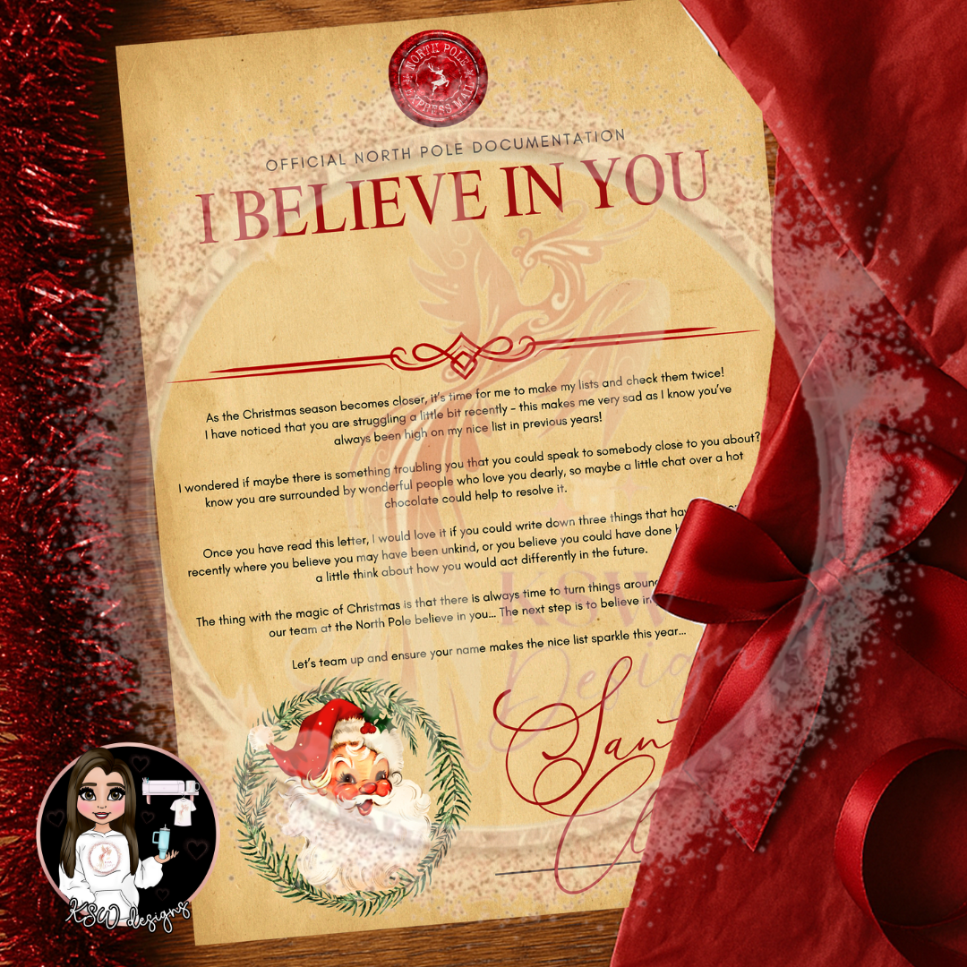Traditional Santa Wreath - Believe In You Letter