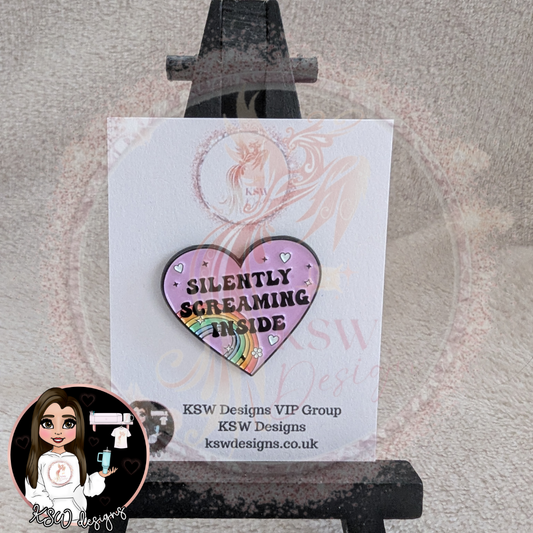 Silently Screaming Inside Enamel Pin Badge