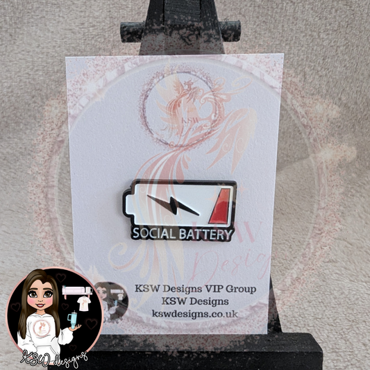 Social Battery Enamel Pin Badge