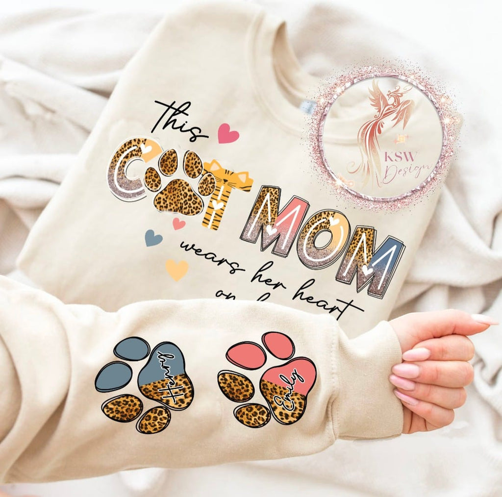This Cat Mom Wears Her Heart On Her Sleeve Hoodie