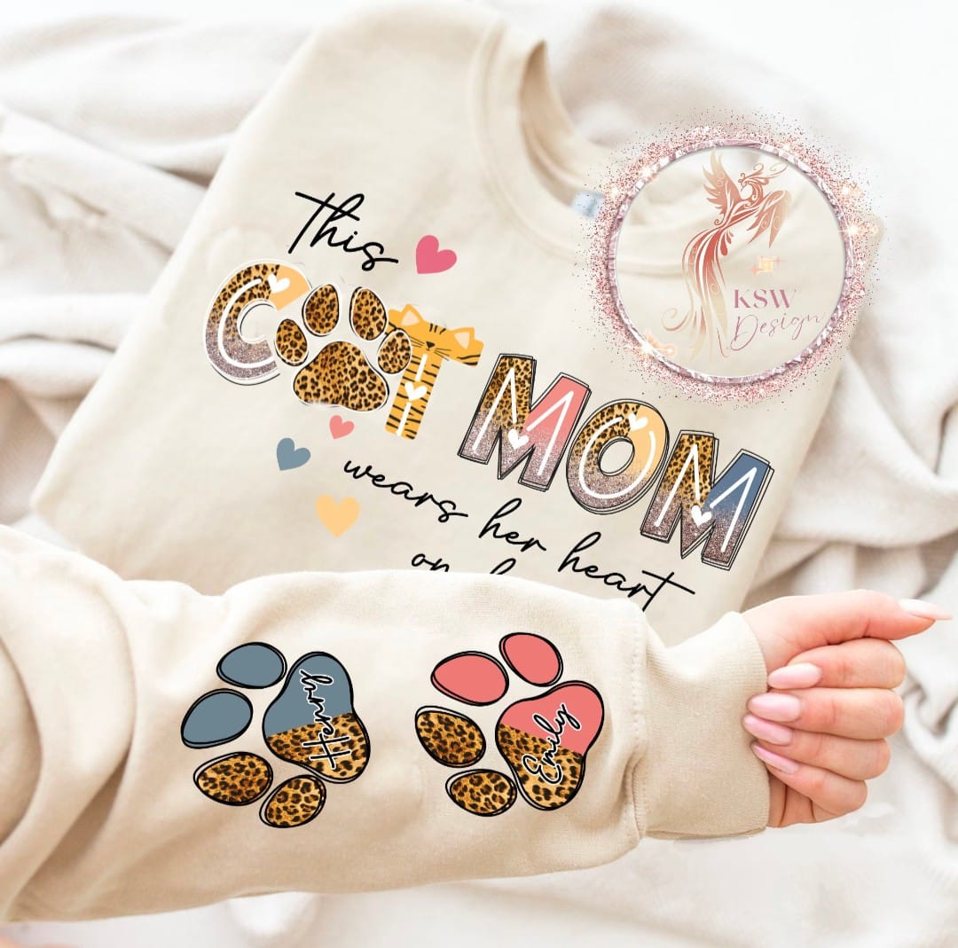 This Cat Mom Wears Her Heart On Her Sleeve Hoodie