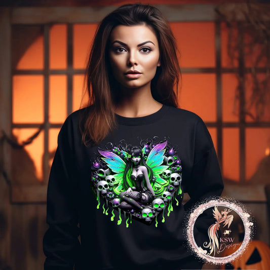 Gothic Fairy On Skulls Hoodie