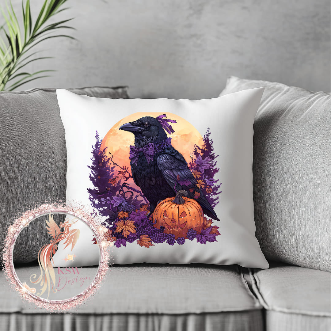 Gothic Raven & Moon Cushion