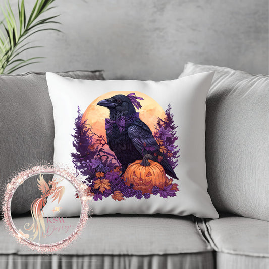 Gothic Raven & Moon Cushion