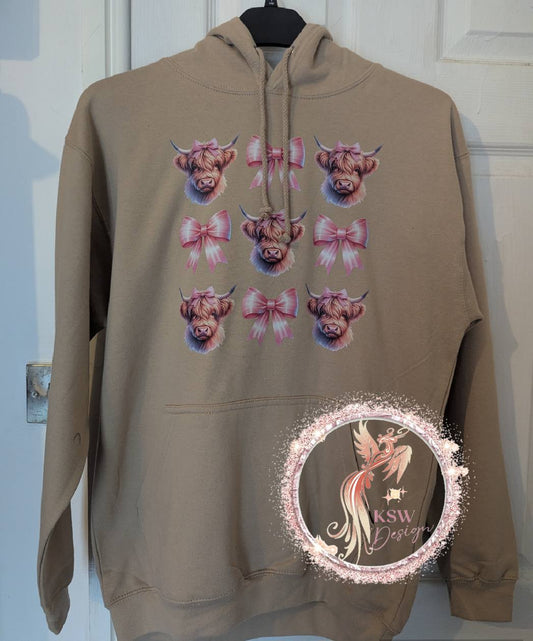 Highland Cow & Bows Hoodie