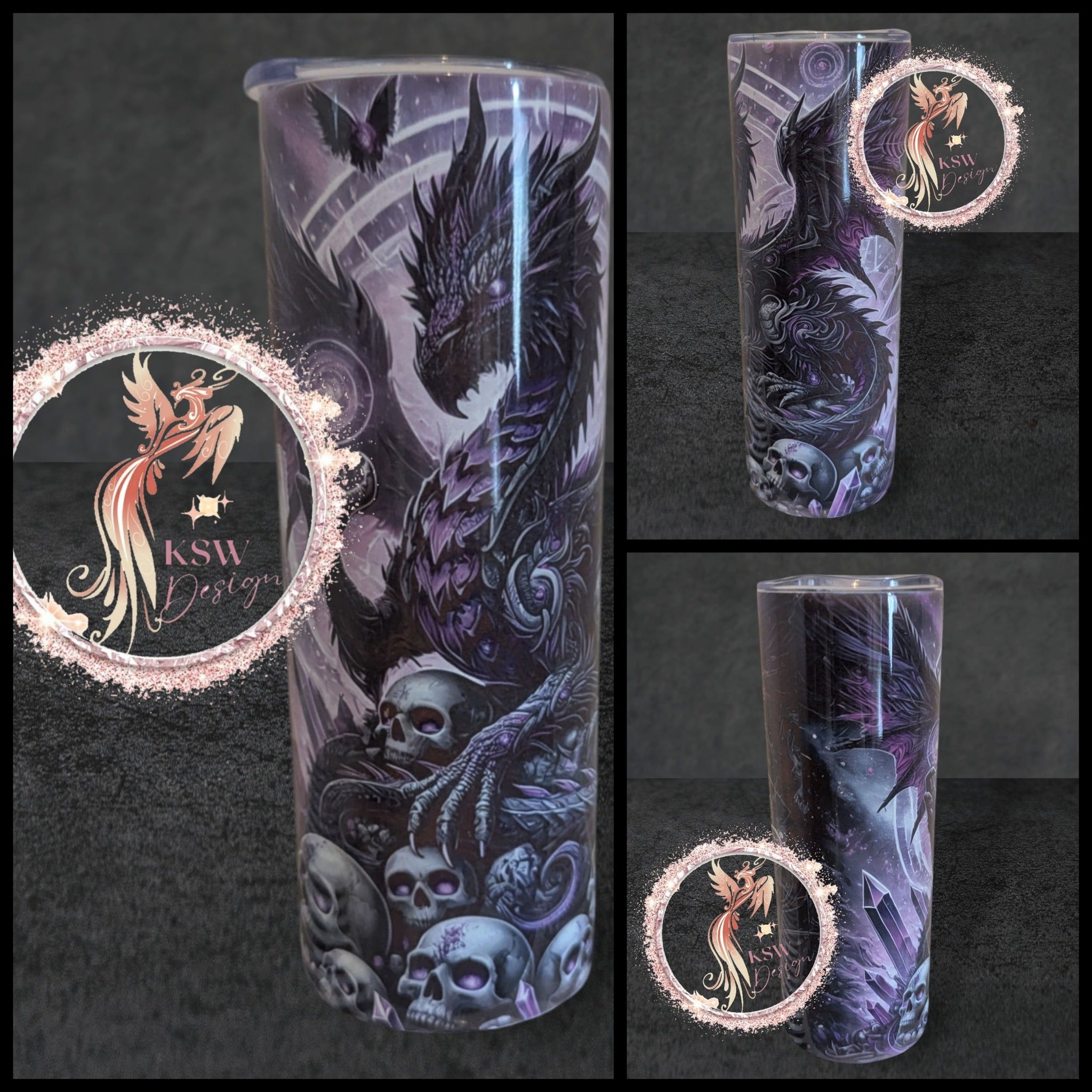 Gothic Purple & Black Dragon 20oz Tumbler