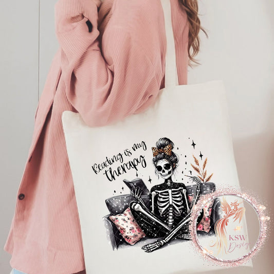Reading Is My Therapy Tote Bag