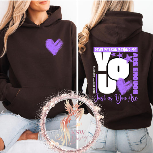 You Are Enough Purple Heart T-Shirt 4XL - 5XL