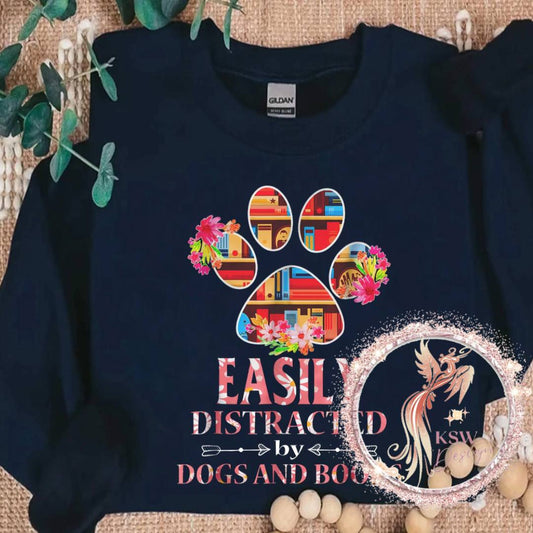 Easily Distracted By Dogs & Books Hoodie