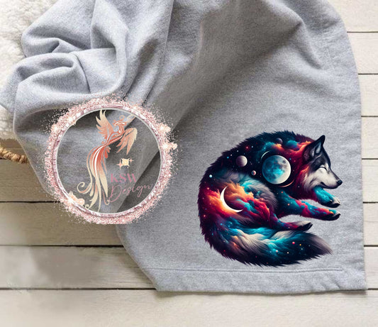 Galaxy Wolf Blanket