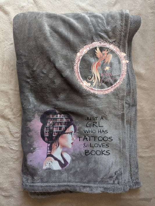 Just A Girl Who Has Tattoos & Loves Books Blanket