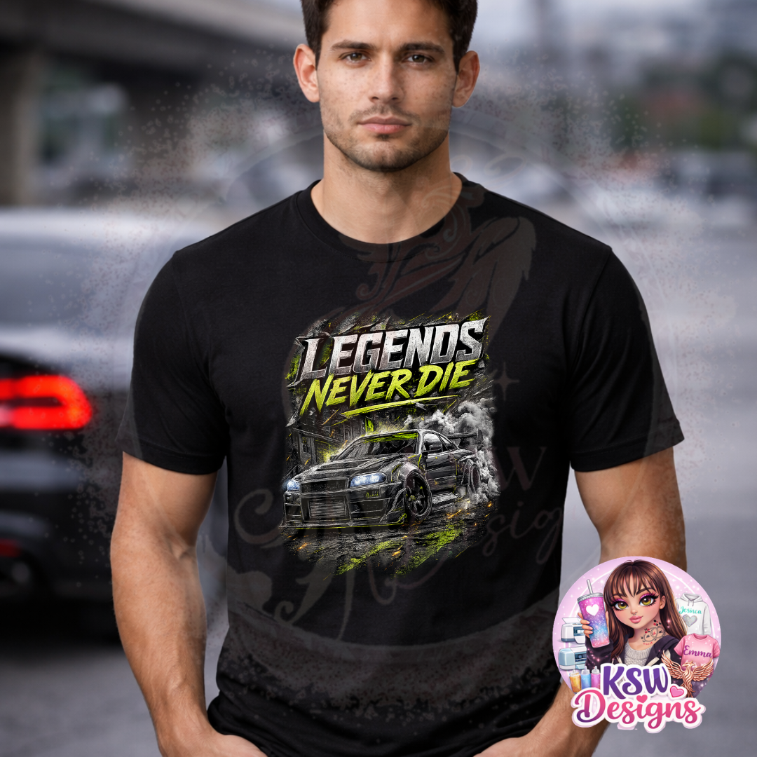 Legends Never Die Street Racing T-Shirt | Drift Car Graphic Tee