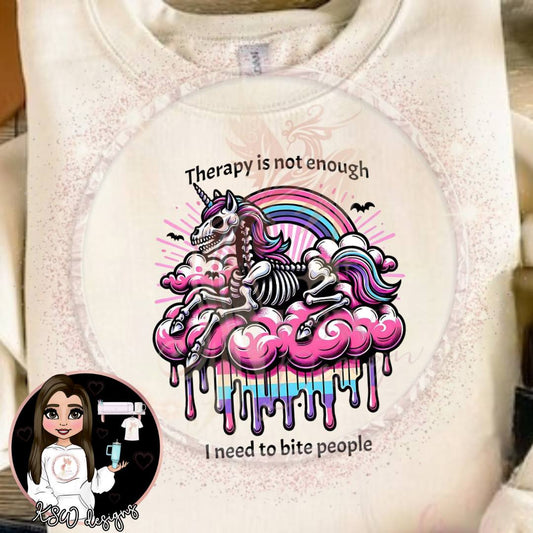 Therapy Is Not Enough Skeleton Unicorn T-Shirt 4XL - 5XL