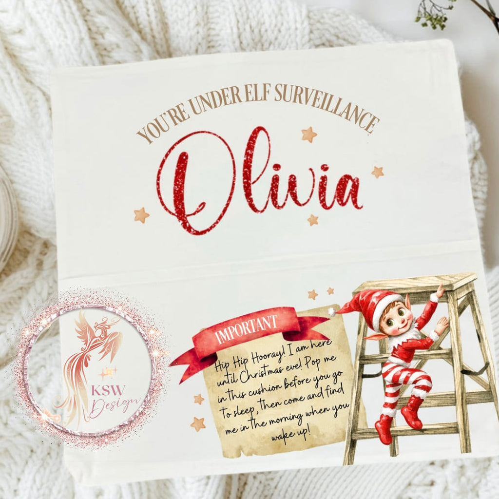 Personalised Elf Surveillance Pocket Cushion