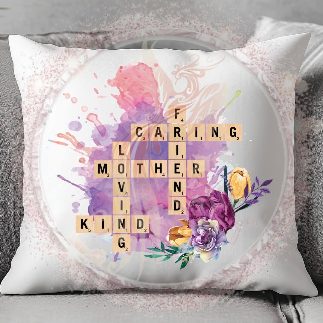 Caring, Loving, Kind Mother Cushion – Floral Watercolour Design