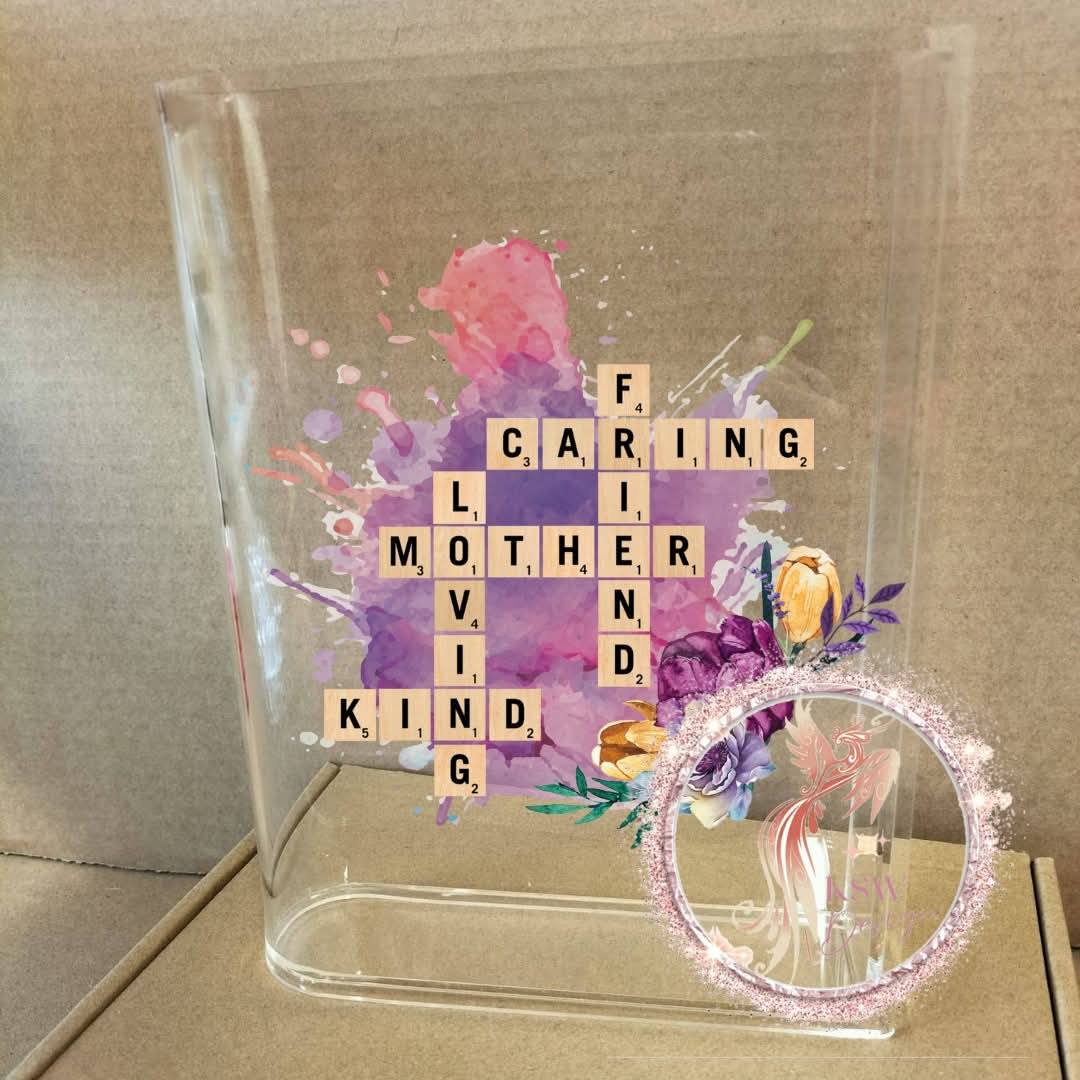 Caring, Loving, Kind Mother Acrylic Book Vase – Floral Design