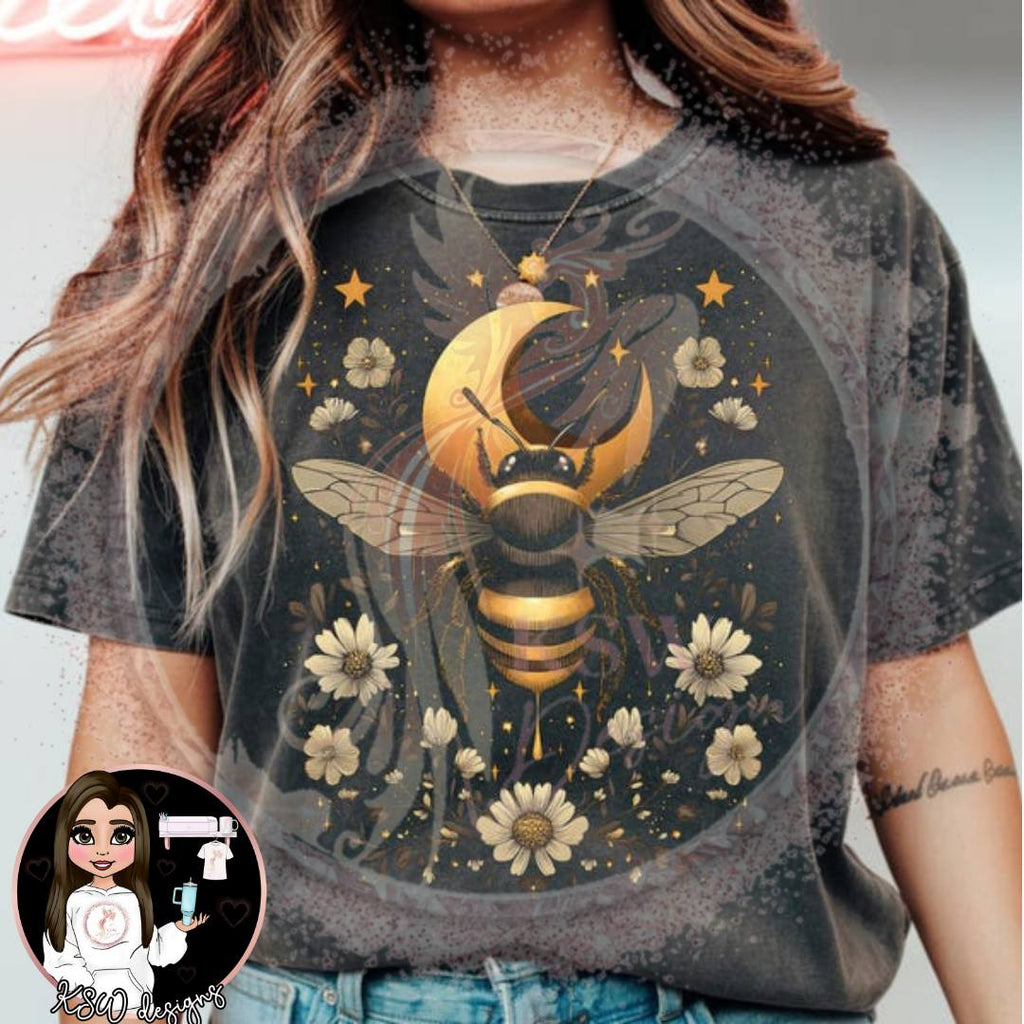 Golden Moon Bee & Wildflowers Celestial Hoodie