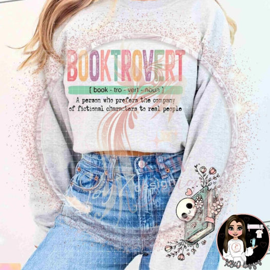 Booktrovert With Skull On Book T-Shirt 4XL - 5XL