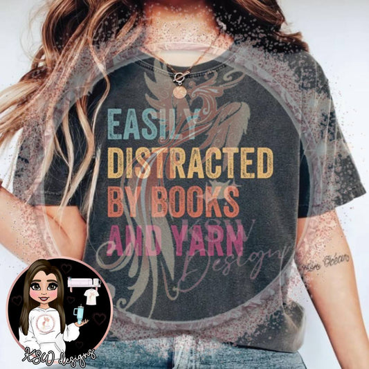 Distracted By Yarn & Books T-Shirt 4XL - 5XL