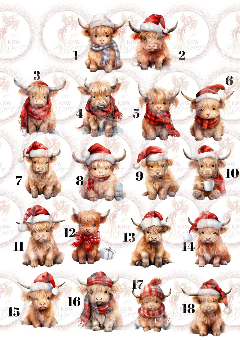 Highland Cow Christmas Family Print