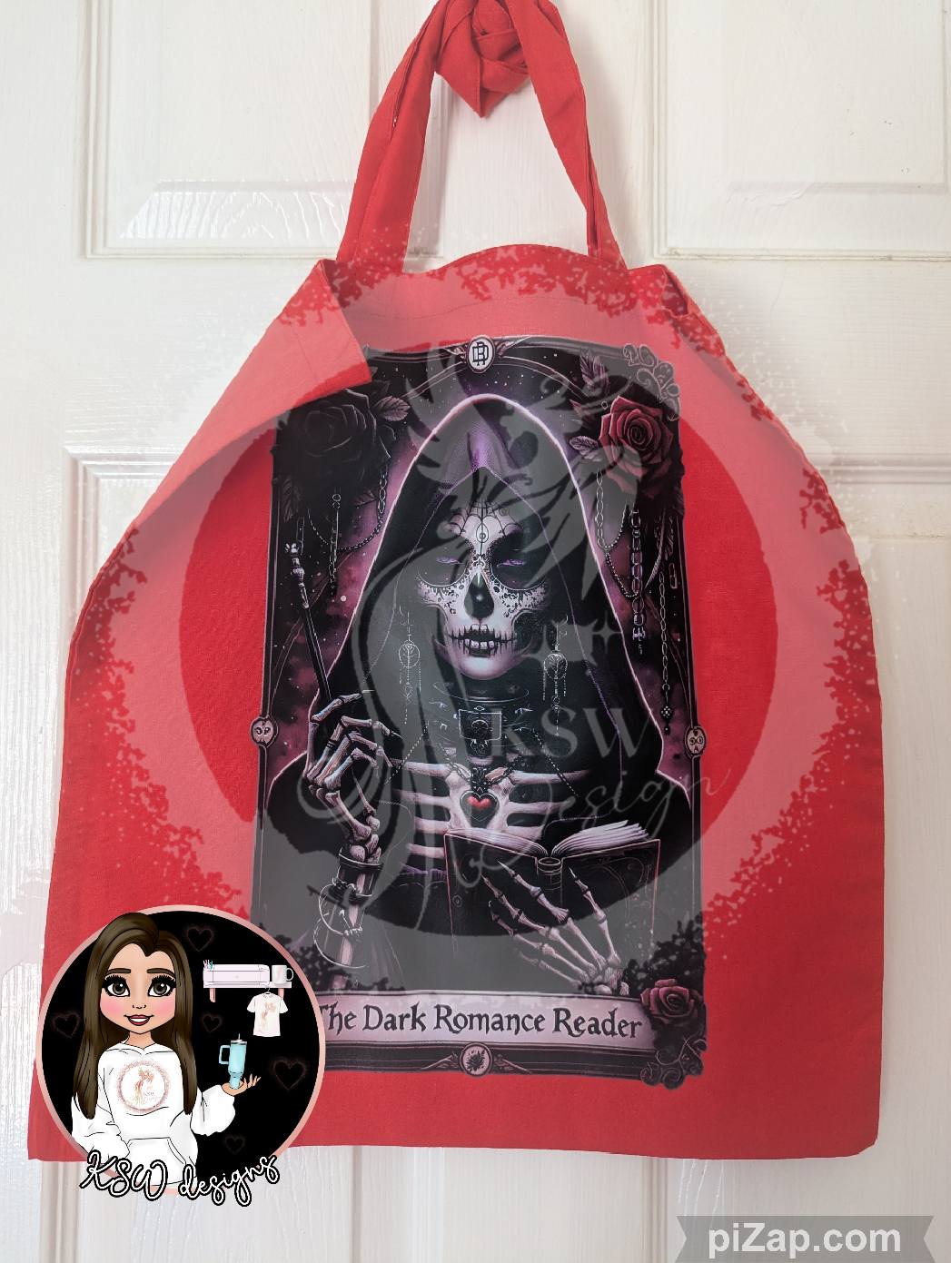 Dark Romance Reader Tote Bag – Gothic Book Lover Cotton Bag | Spooky Bookish Tote