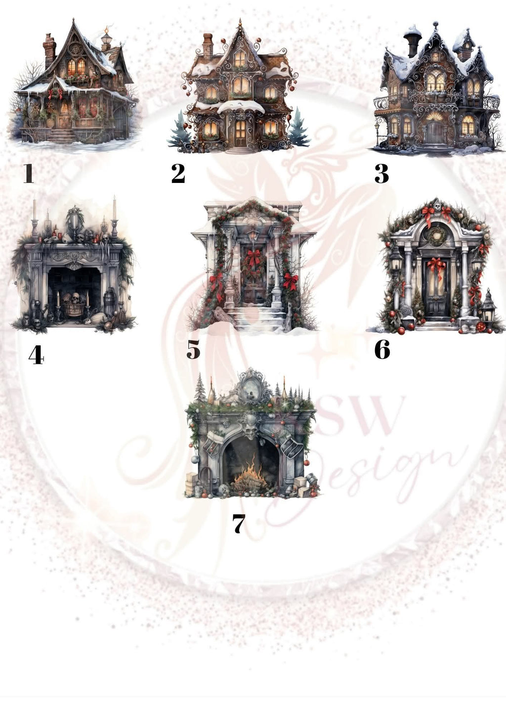 Gothic Skeleton Family Christmas Print