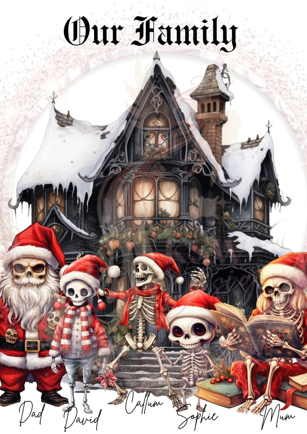 Gothic Skeleton Family Christmas Print