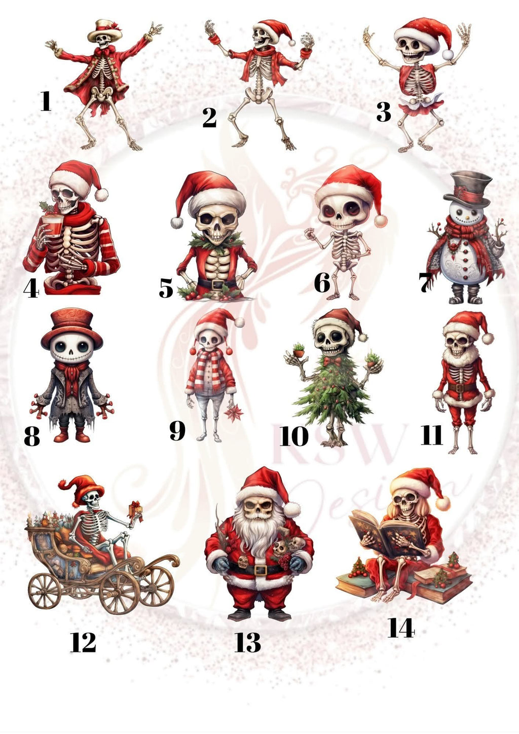 Gothic Skeleton Family Christmas Print