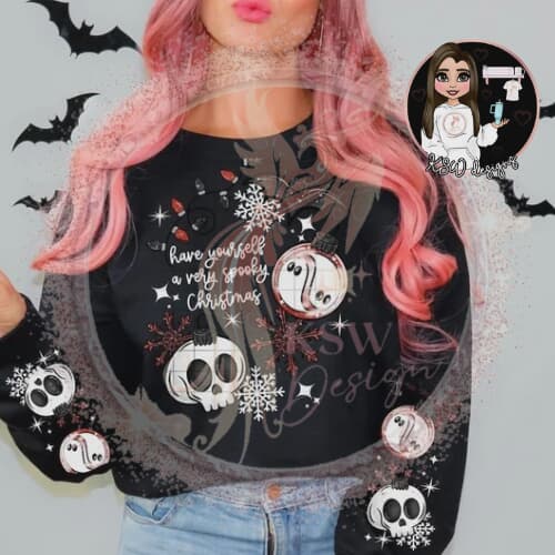 Very Spooky Christmas Zip-Up Hoodie - White Text