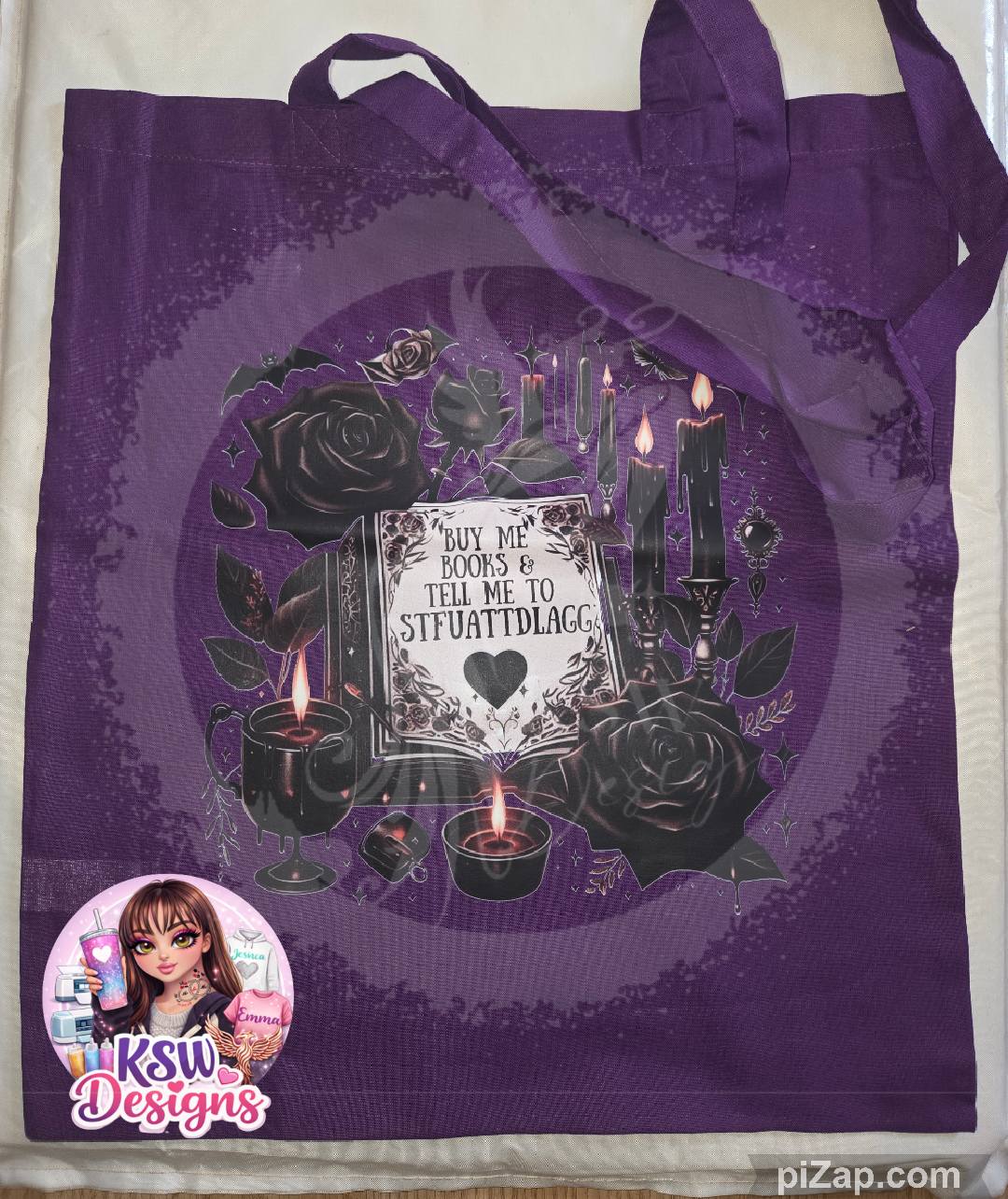 Buy Me Books & Tell Me To STFU Tote Bag – Dark Romance Bookish Tote | Gothic Book Lover Gift