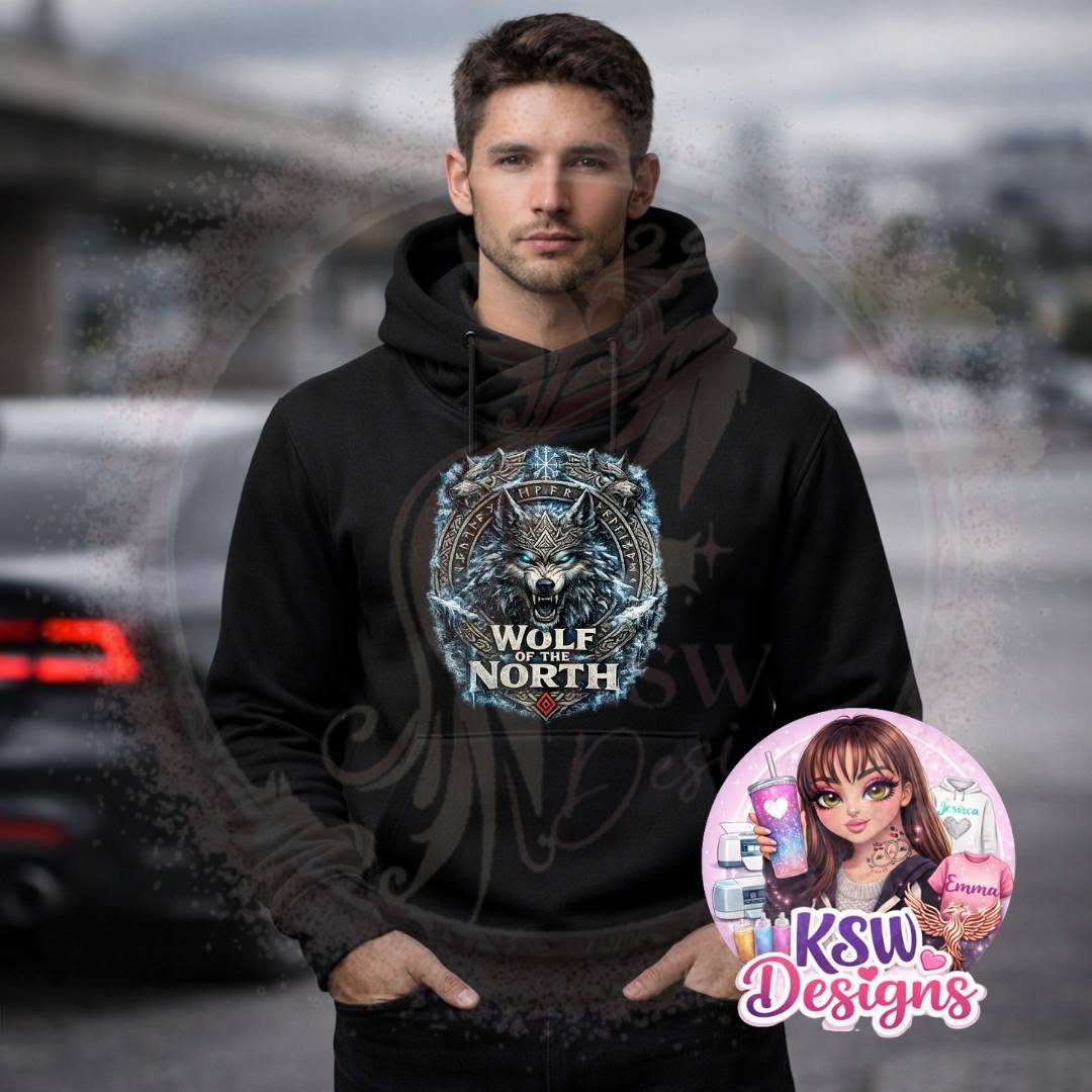 Wolf of the North Norse Viking Cross Neck Hoodie
