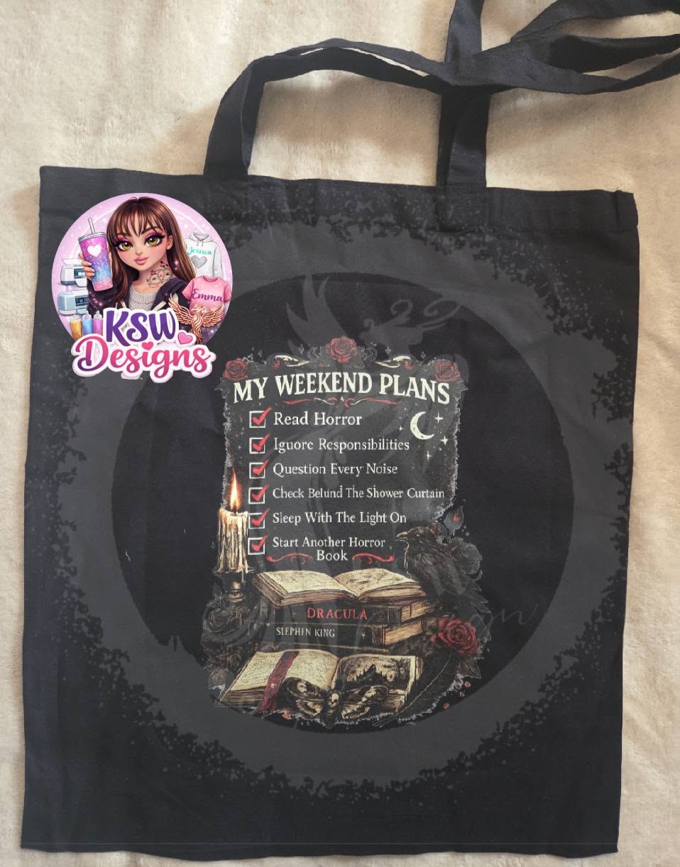 My Weekend Plans Horror Reader Tote Bag