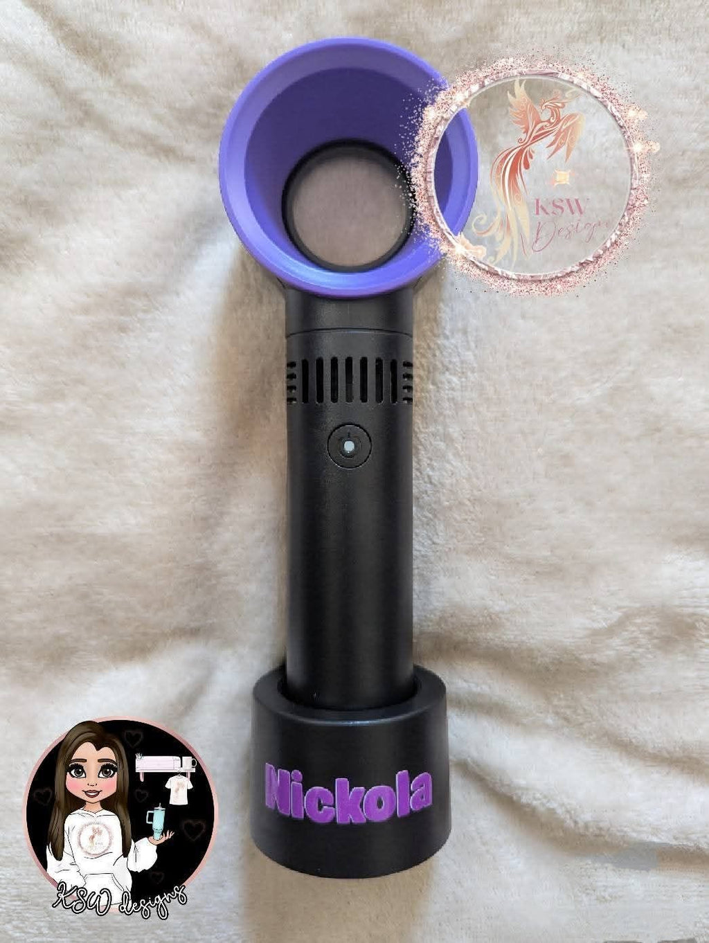 Personalised Bladeless USB Rechargeable Fan with Stand