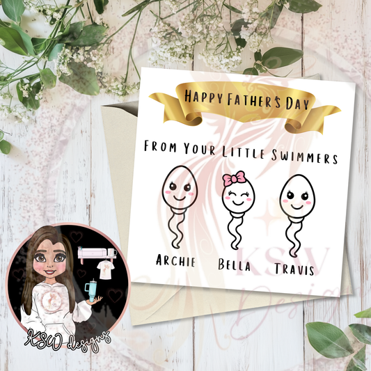 Little Swimmers Personalised Father's Day Card