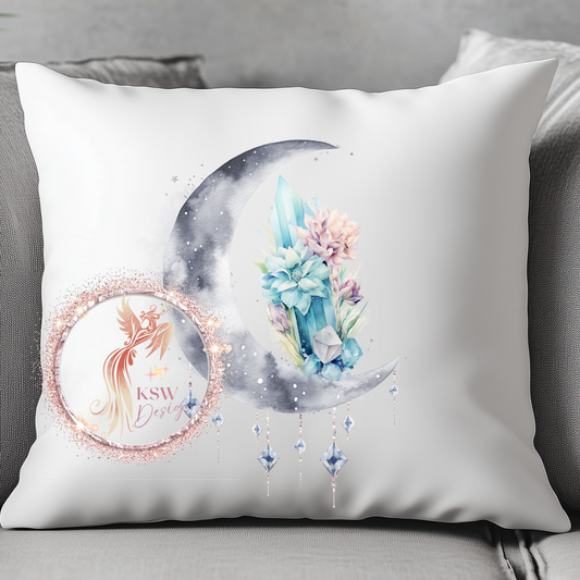Crystal Aquamarine Moon Cushion